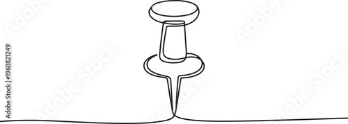 Push pin marker continuous one line drawing minimalist outline vector illustration. one line Icon drawing