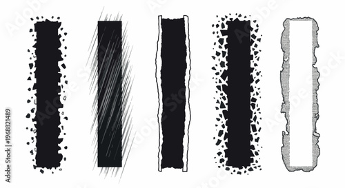 Abstract Grunge Textured Rectangle Border Set with Hand Drawn Ink Elements