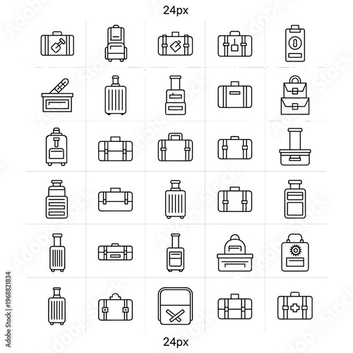 Collection of various travel luggage icons.