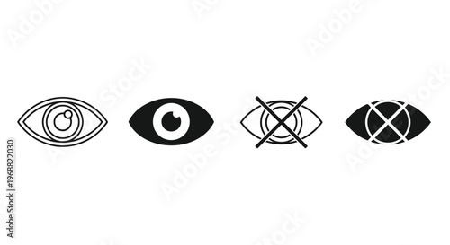Variations of stylized eyes with different internal symbols and designs Vector