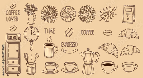 Coffee shop interior with various coffee related items on display