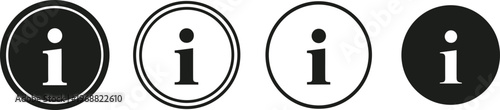 Four information in black and white information black and white circles lowercase i info symbols signs