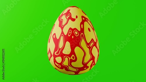 Yellow and red 3d easter egg with green screen background for easter holiday decorations inn 4k seamless loop
