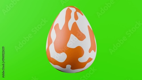Orange white 3d easter egg with green screen background for easter holiday decorations inn 4k seamless loop