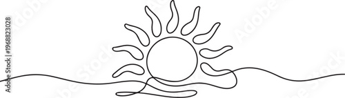 Black and white line of a smiling ghost character with wavy hair and eyes line ghost smile