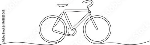 Black and white line of a vintage bicycle with curved frame and thin tires bike line thin tires