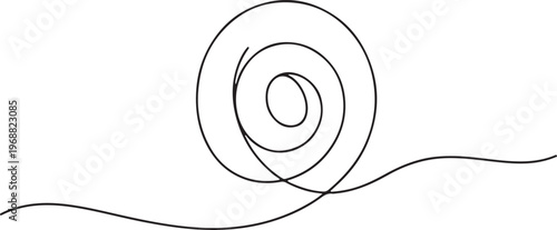 Black and white minimalist line of concentric circles and wavy lines line concentric circles