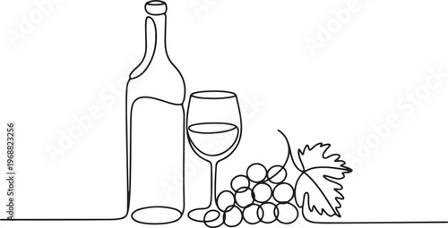 Simple line of a laboratory flask with chemical reaction bubbles glassware science