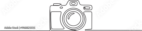 Digital fixed lens camera isolated on white background continuous. one line art icon drawing vector