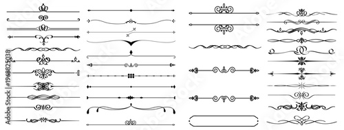 Set of decorative divider elements. Divider ornament, borders, doodle, separators, page dividers, header