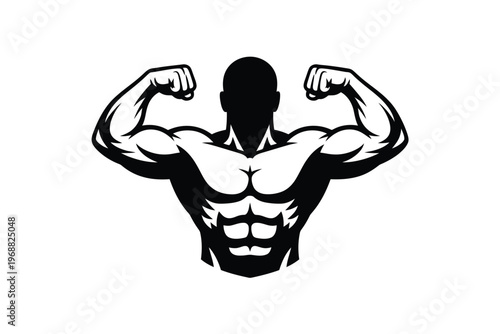 Black and White Illustration of Muscular Arm Flexing