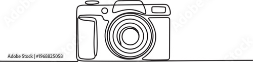 Digital fixed lens camera isolated on white background continuous. one line art icon drawing vector