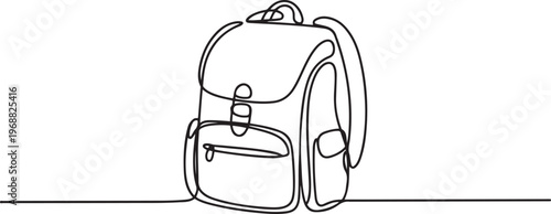 Side view of a backpack. School bag one-line drawing. one line Icon drawing