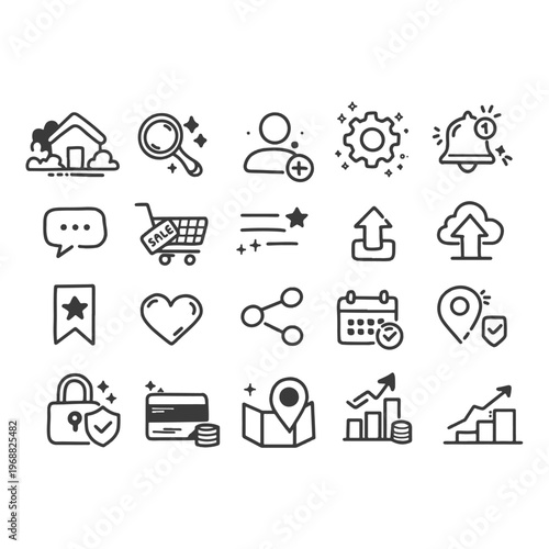 Minimal Line Web Interface Icons Pack – Modern Outline UI UX Icon Set