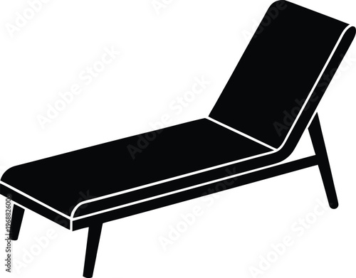 chaise lounge silhouette vector art illustration, black and white design
