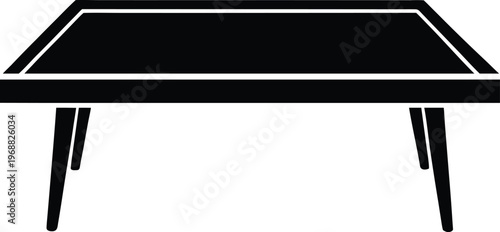 coffee table silhouette vector art illustration, black and white design