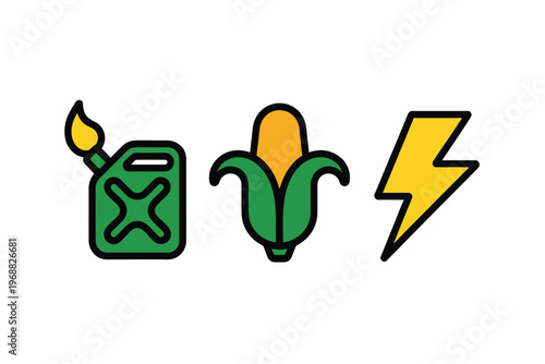 Green Gas Can Icon with Flame and Fuel Pump