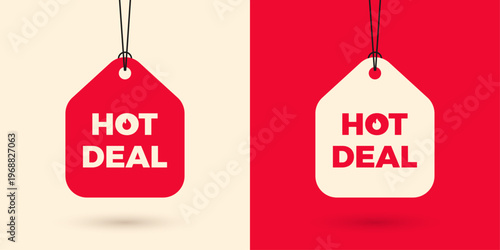 Hot deal hanging price tag with flame icon