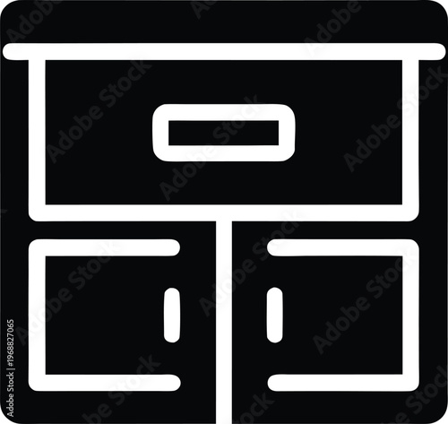 floating cabinet silhouette vector art illustration, black and white design