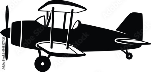 Biplane silhouette illustration for aviation enthusiasts and historical aircraft representation