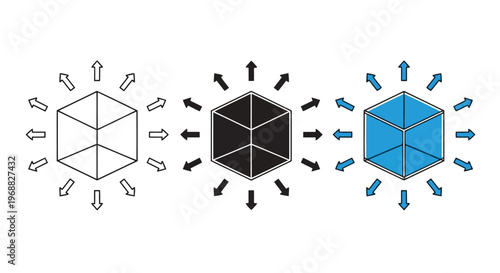 Visualization of vector fields interacting with a cube and its internal subdivisions Vector