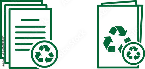 Recycling paper and documents eco friendly waste management iconography