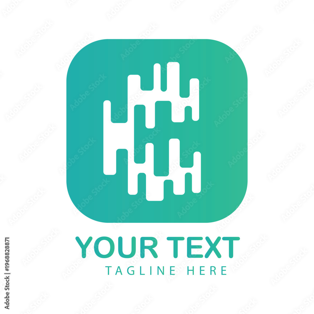 Obraz premium Green Gradient Abstract Logo with Creative Digital Lines Vector Art Illustration