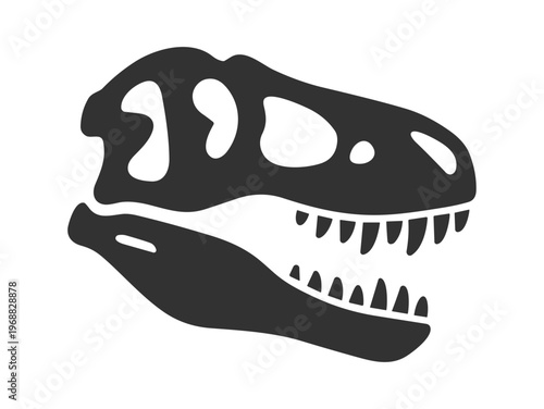 tyrannosaurus rex dinosaur skull silhouette vector illustration on transparent background