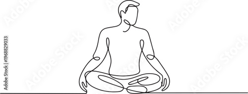 A man who is relaxing. Wellbeing concept. one line Icon drawing