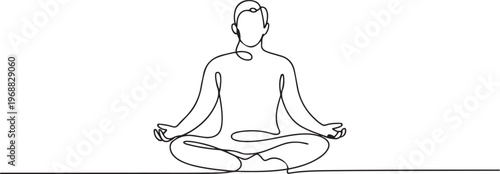 A man who is relaxing. Wellbeing concept. one line Icon drawing