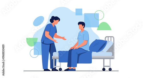 Nurse Caring for Patient in Hospital Bed: Healthcare, Medical Assistance, and Recovery Concept