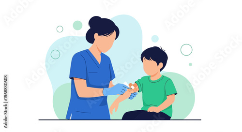 Nurse giving vaccination to a child, healthcare concept