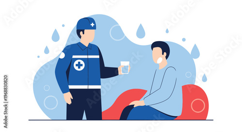 Paramedic gives medicine to patient, healthcare concept, medical assistance, doctor care