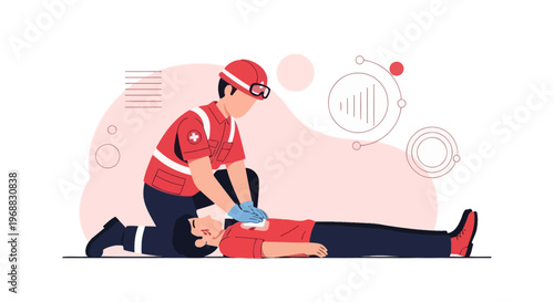 Paramedic performing CPR on unconscious patient, emergency medical assistance, life saving