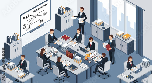 Business meeting in a modern office with people collaborating.