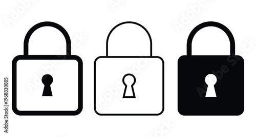 Black padlock icon with open shackle a minimalist silhouette and white background.