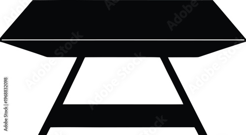lift top coffee table silhouette vector art illustration, black and white design