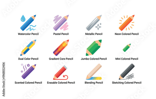 A watercolor pencil, pastel pencil, metallic pencil, neon colored pencil, dual color pencil, gradient core pencil, jumbo colored