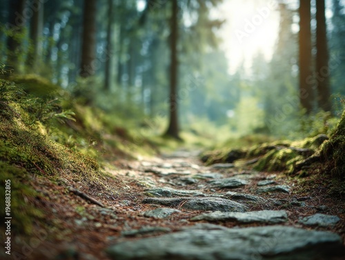 Wallpaper Mural success journey forest path with a blured nature background Torontodigital.ca