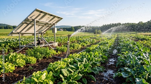 Modern Solar Panel Installation in Green Field for Sustainable Renewable Energy