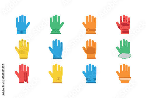 A knitted gloves pair, leather gloves pair, wool gloves pair, touchscreen gloves, fingerless gloves, insulated gloves, fleece