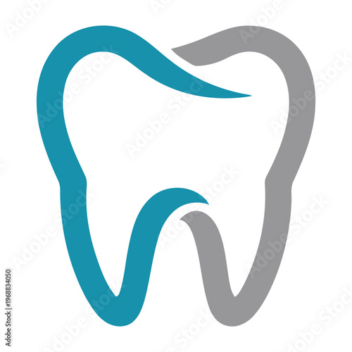 Graphic illustration of a tooth with highlighted dental enamel and dentin layers