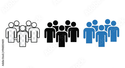 Three groups of people icons representing different styles and themes Vector