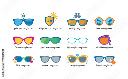A sunglasses on face, sunglasses on head, sunglasses hanging on shirt, sunglasses in hand, sunglasses on table, sunglasses on