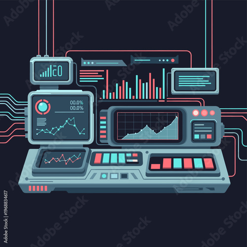 A futuristic control panel interface with a sleek design, perfect for illustrating concepts of technology, innovation, and modernity in various market