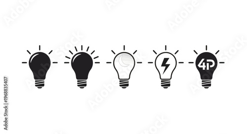 Evolution of light bulb concepts from basic to advanced innovation stages Vector