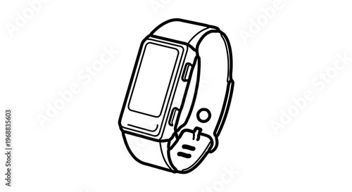 A minimalist vector illustration of a smartwatch with a sleek design and modern features