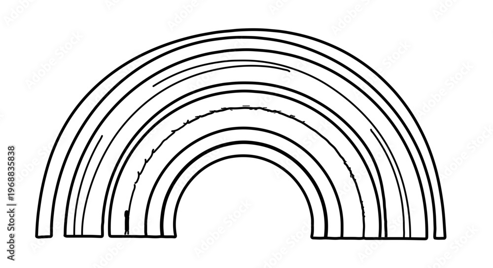 Fototapeta premium A minimalist vector graphic illustration of a rainbow arc design