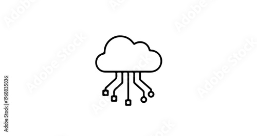 A minimalist vector graphic of a cloud with raindrops, symbolizing precipitation and weather