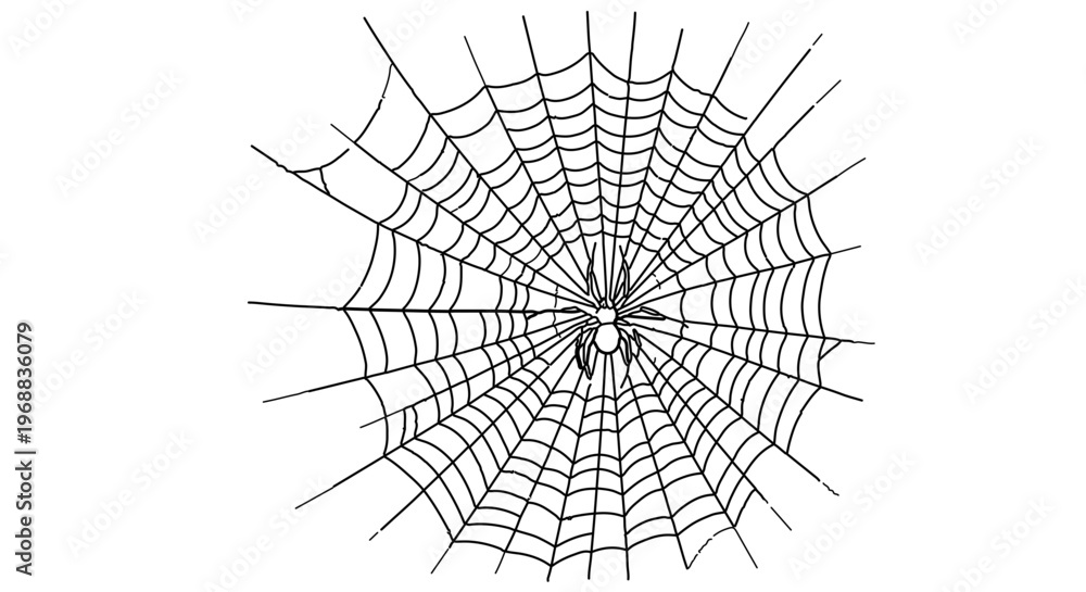Obraz premium A minimalist vector illustration of a spider web on a white background